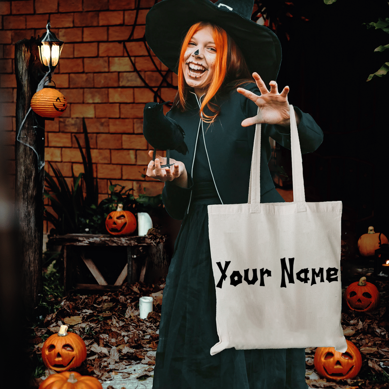 Custom Name Halloween Trick-or-Treat Gifts for Kids - Personalized Tote Bag