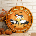 Custom Name Halloween Witch Cat Gifts for Cat Lovers - Personalized Wood Sign