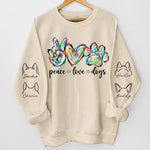 Custom Name Peace Love Dogs Gifts for Dog Lovers - Personalized Sweater