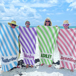 Custom Name Striped Beach Gifts for Women - Personalized Beach Towel
