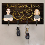 Custom Couple Home Sweet Home Housewarming Gifts - Personalized Key Holder