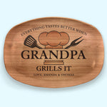 Custom Grandpa Grilling Family Gifts - Personalized Platter