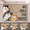 Here We Play House Rules - Cat Personalized Custom Decorative Mat - Gift For Pet Owners, Pet Lovers