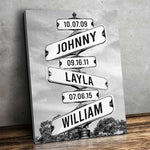 Custom Name and Date Family Signpost Decor - Personalized Canvas