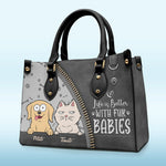 Custom Name Dog and Cat Gifts for Pet Lovers - Personalized Leather Handbag