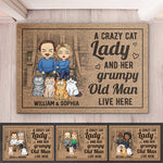 Custom Name Crazy Cat Couple Gifts - Personalized Doormat