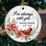 Custom Name Memorial Cardinal Christmas Gifts - Personalized Ceramic Ornament