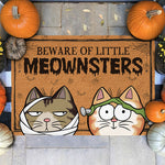 Halloween Cat Doormat with Beware of Little Meownsters Design