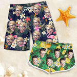 Custom Photo Tropical Couple Gifts - Personalized Couple Beach Shorts