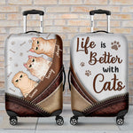 Life Is Better With Cats Travel Gift for Cat Lovers - Luggage Cover