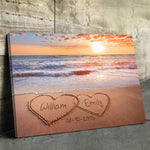 Custom Name Beach Sunset Couple Gifts - Personalized Canvas