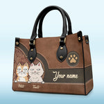 Custom Name Cat Lover Gifts - Personalized Leather Handbag