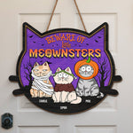Custom Name Halloween Cat Gifts for Cat Lovers - Personalized Wood Sign