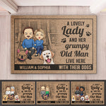 Custom Name Grumpy Couple Dog Lover Gifts - Personalized Doormat