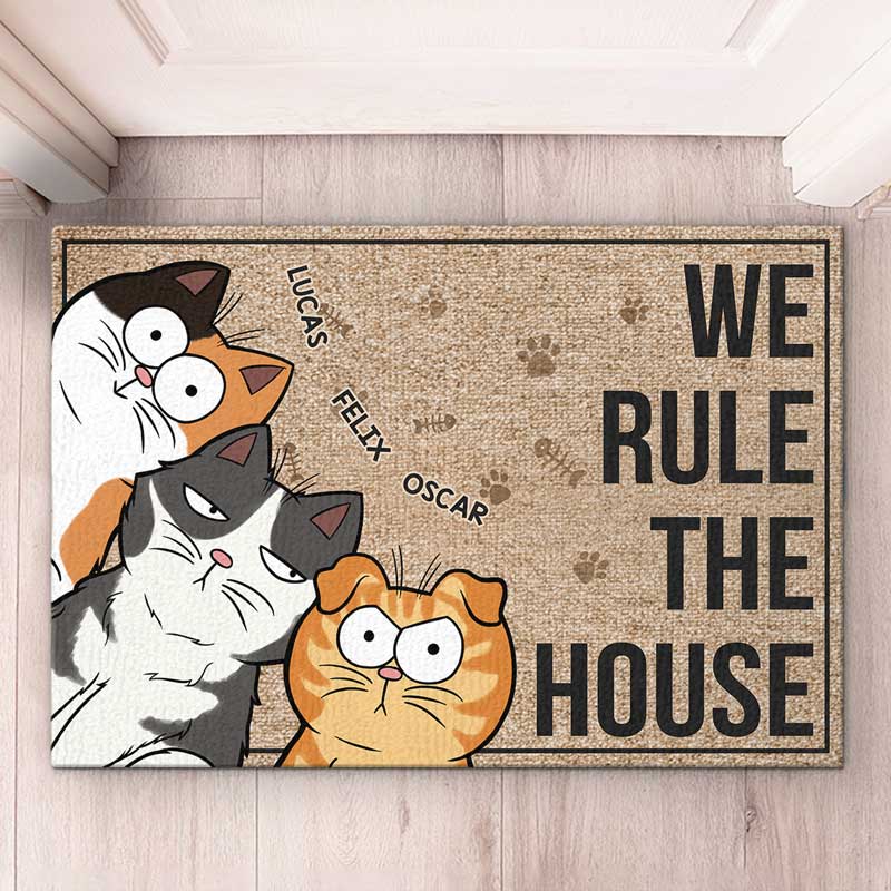 Custom We Rule The House Cat Lover Gifts - Personalized Doormat