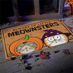 Halloween Cat Doormat with Beware of Little Meownsters Design