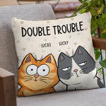 Custom Double Trouble Cats Home Decor - Personalized Pillow