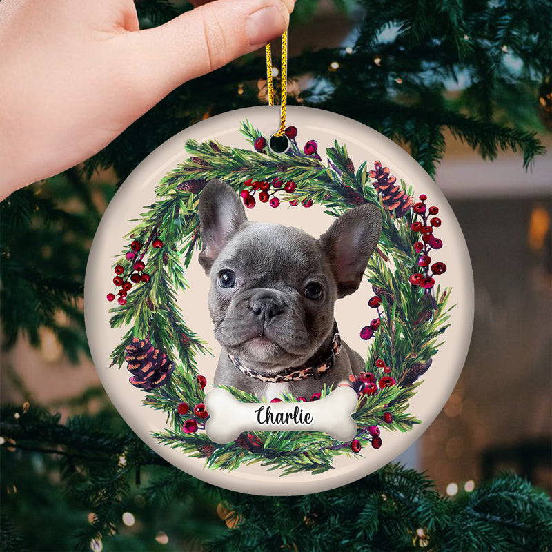Custom Name Christmas Dog Gifts for Pet Lovers - Personalized Ceramic Ornament