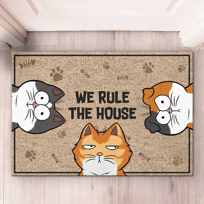 Custom Cats Rule the House Home Decor - Personalized Doormat