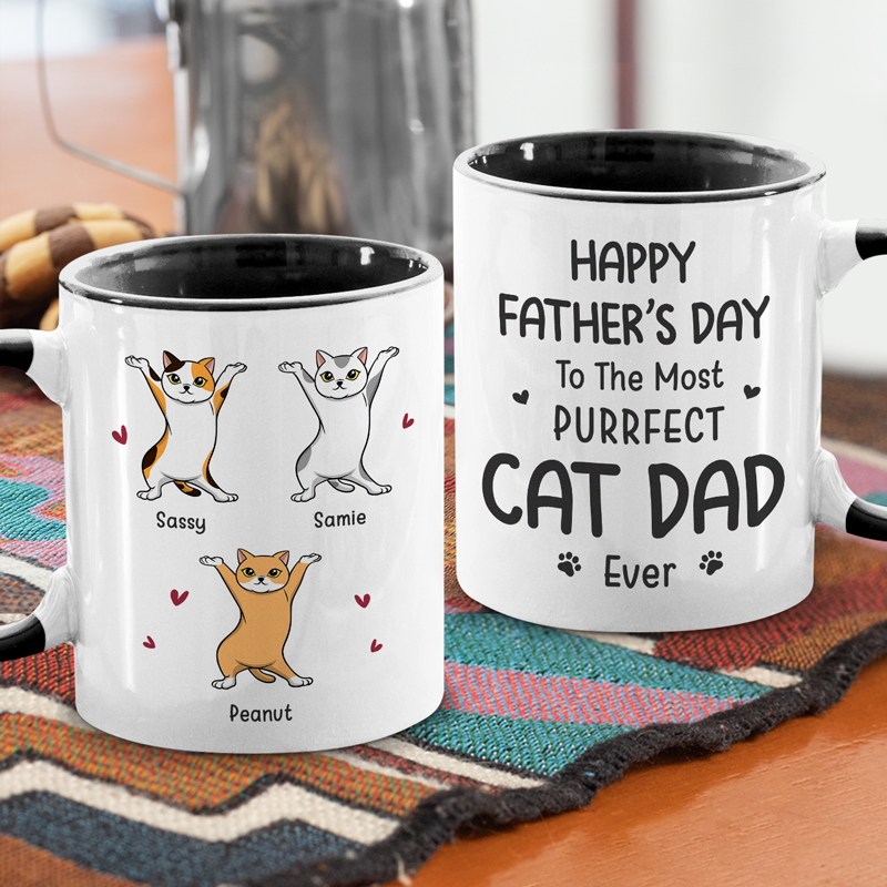 The Most Purrfect Cat Dad Ever - Cat Personalized Custom Accent Mug - Father's Day, Gift For Pet Owners, Pet Lovers