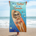 Custom Name Beach Girl Gifts for Women - Personalized Beach Towel