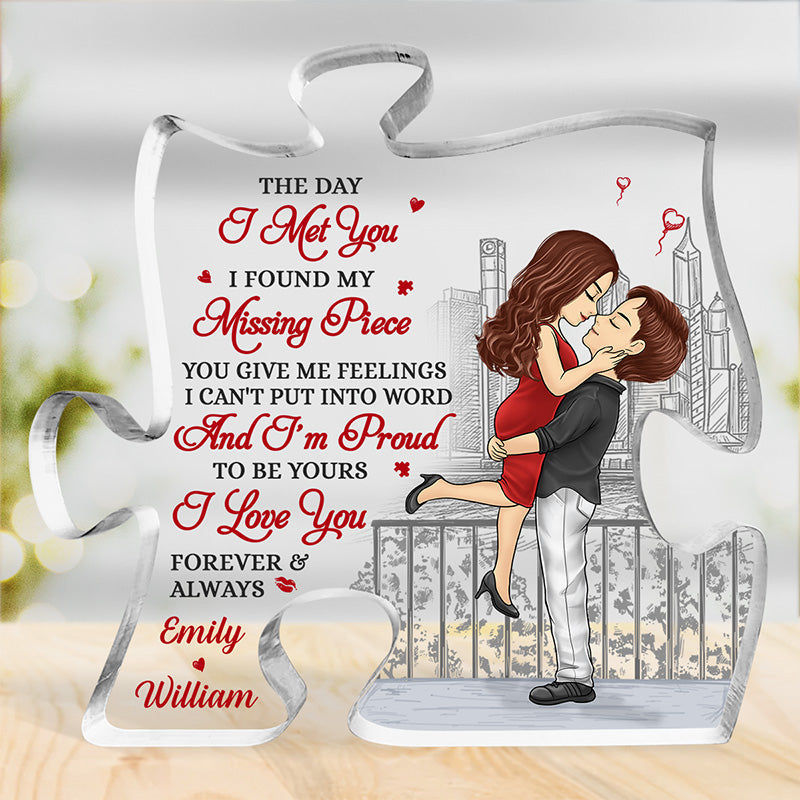 Custom Missing Piece Couple Love Gifts - Personalized Shaped Acrylic Plaque