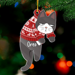 Custom Name Christmas Cat Gifts for Cat Lovers - Personalized Ornament