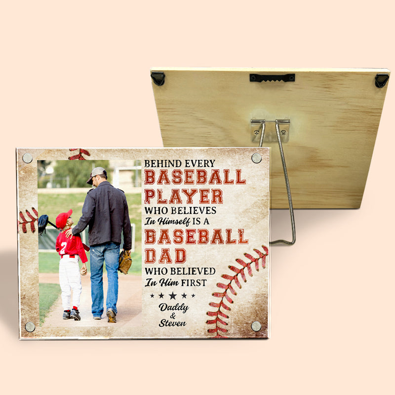 Custom Photo Behind Every Baseball Player - Family Personalized Custom Acrylic Magnetic Photo Frame - Gift For Family Members