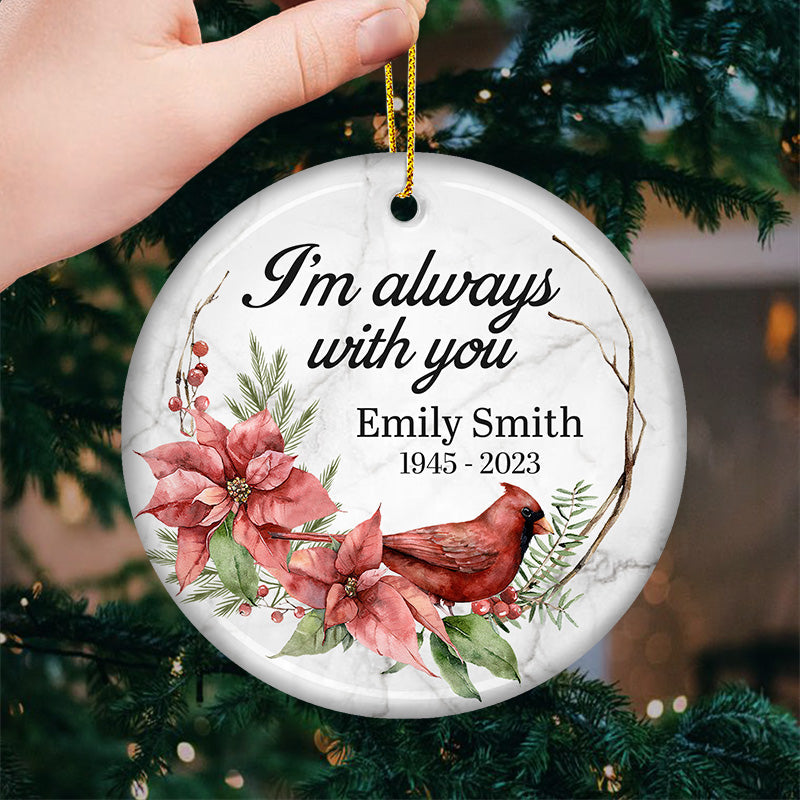 Custom Name Memorial Cardinal Christmas Gifts - Personalized Ceramic Ornament