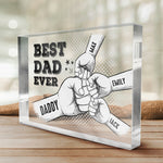 Custom Name Best Dad Ever Fist Bump Gifts - Personalized Shaped Acrylic Plaque