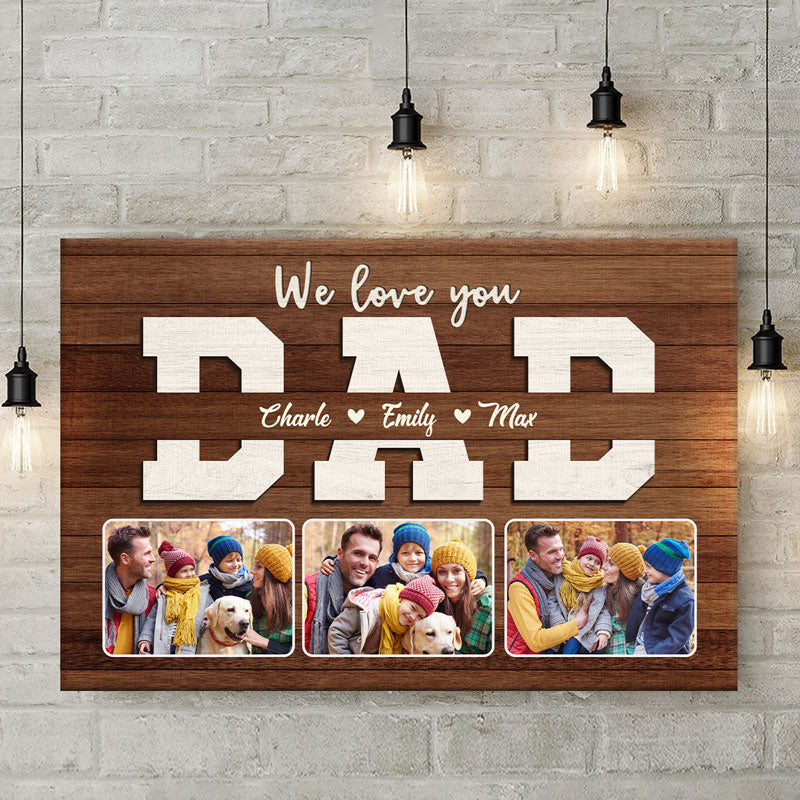 We Love You Daddy - Family Personalized Custom Horizontal Canvas - Independence Day, Gift For Dad, Grandpa