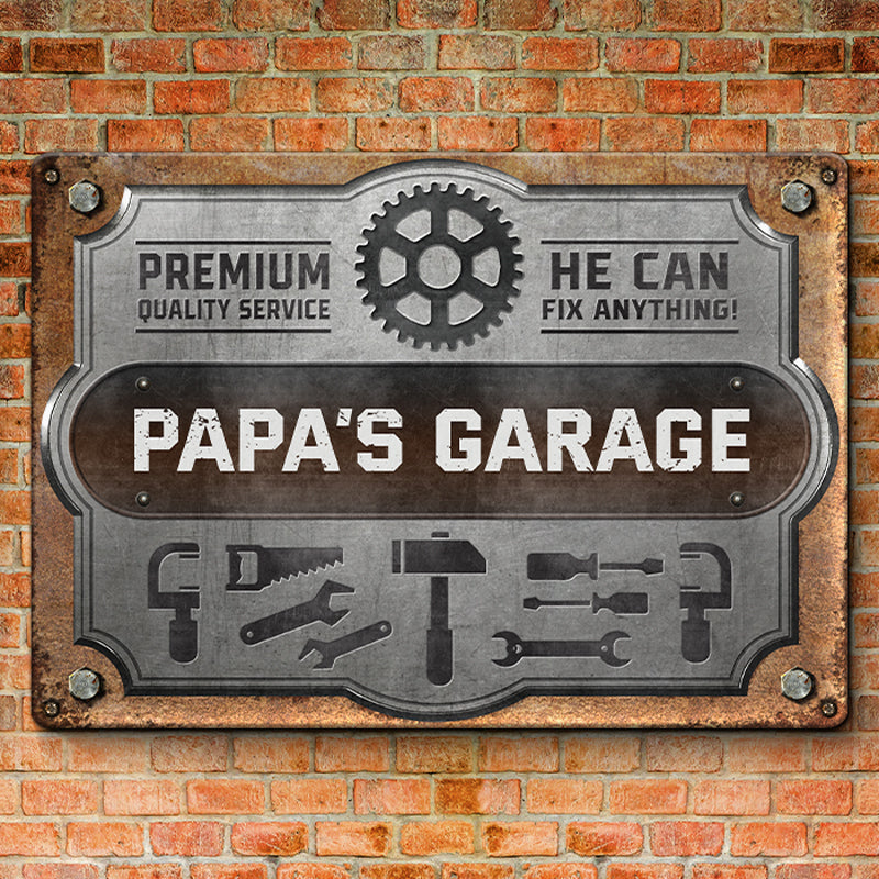 My Papa Can Fix Everything - Family Personalized Custom Home Decor Metal Sign - Father's Day, House Warming Gift For Dad