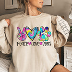 Custom Name Peace Love Dogs Gifts for Dog Lovers - Personalized Sweater