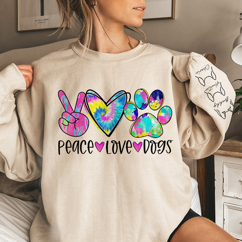 Custom Name Peace Love Dogs Gifts for Dog Lovers - Personalized Sweater