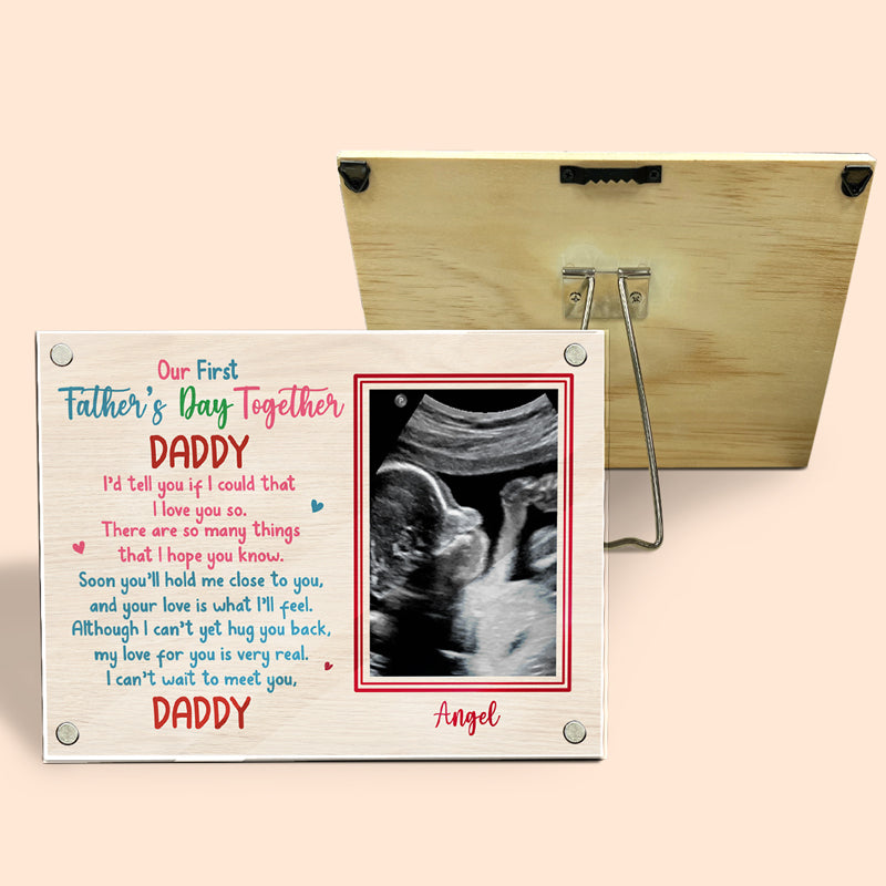 Custom Photo Can't Wait To Meet You - Family Personalized Custom Acrylic Magnetic Photo Frame - Father's Day, Baby Shower Gift, Gift For First Dad