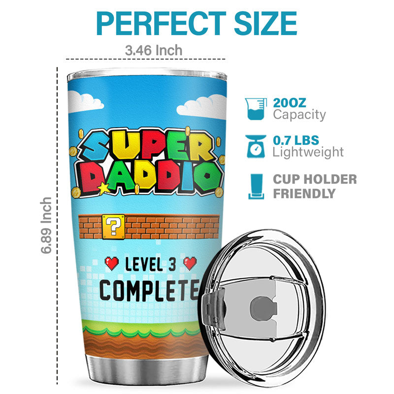 Custom Name Super Dad Gamer Gifts for Fathers - Personalized Tumbler