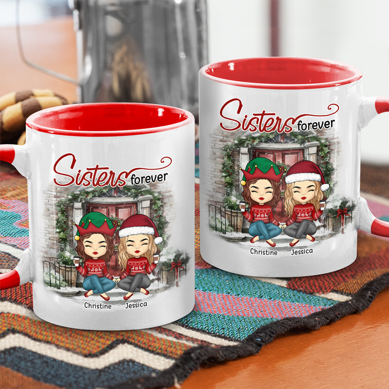 Custom Name Christmas Sister Gifts - Personalized Accent Mugs