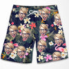 Custom Photo Tropical Island - Personalized Couple Beach Shorts - Gift For Couples, Husband Wife