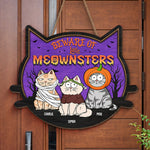 Custom Name Halloween Cat Gifts for Cat Lovers - Personalized Wood Sign