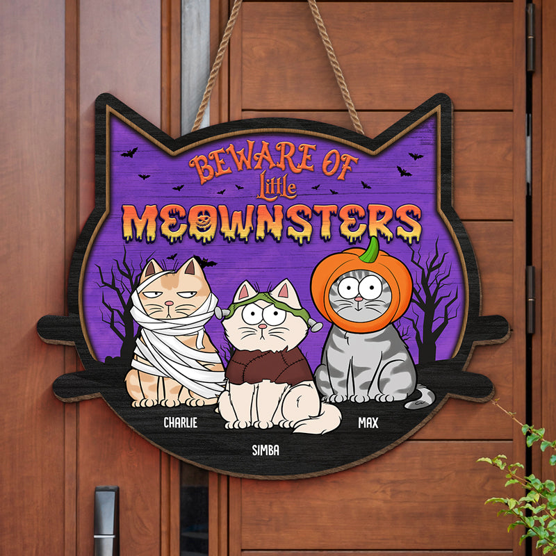 Custom Name Halloween Cat Gifts for Cat Lovers - Personalized Wood Sign