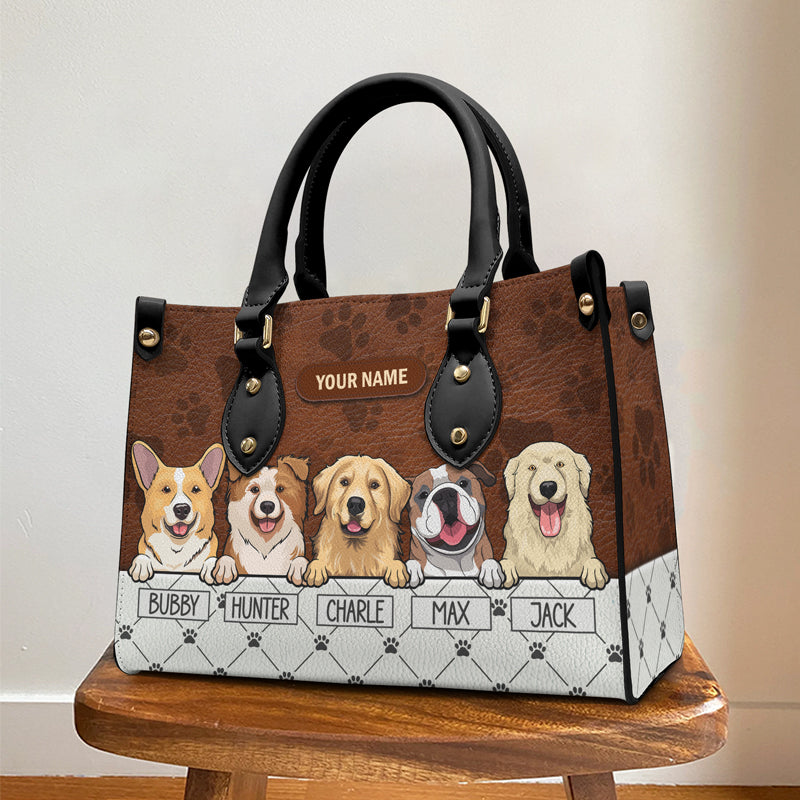Custom Name Dog Lover Gifts - Personalized Leather Handbag