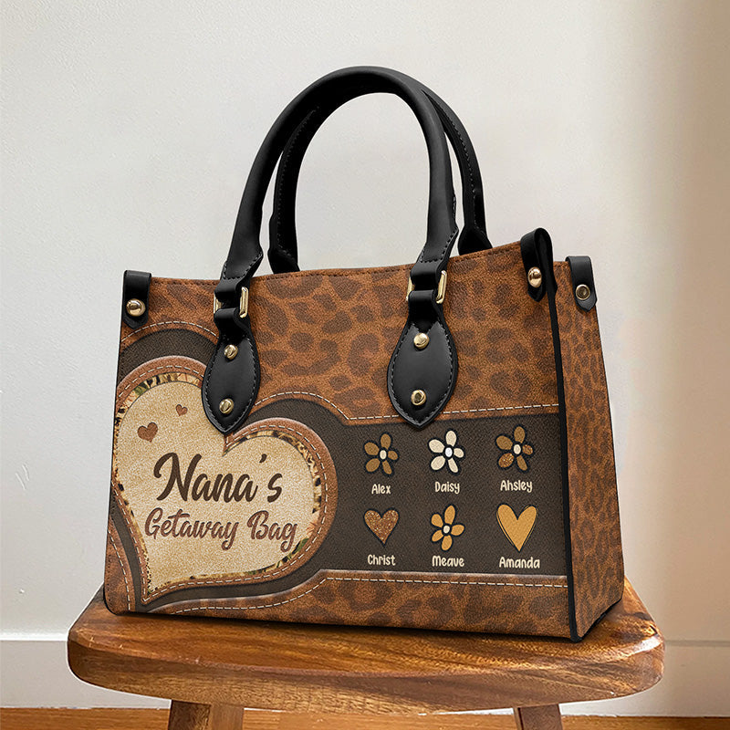 Custom Name Nana Getaway Gifts for Grandmothers - Personalized Leather Handbag