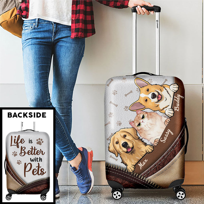 Pets Make Our Life Whole - Dog & Cat Personalized Custom Luggage Cover - Gift For Pet Owners, Pet Lovers