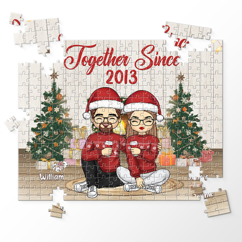 Custom Name Christmas Couple Gifts - Personalized Jigsaw Puzzle