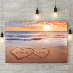Custom Name Beach Sunset Couple Gifts - Personalized Canvas
