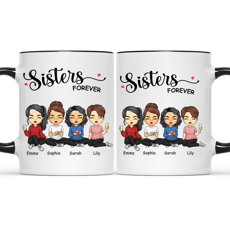 Always Sisters - Bestie Personalized Custom Accent Mug - Gift For Best Friends, BFF, Sisters