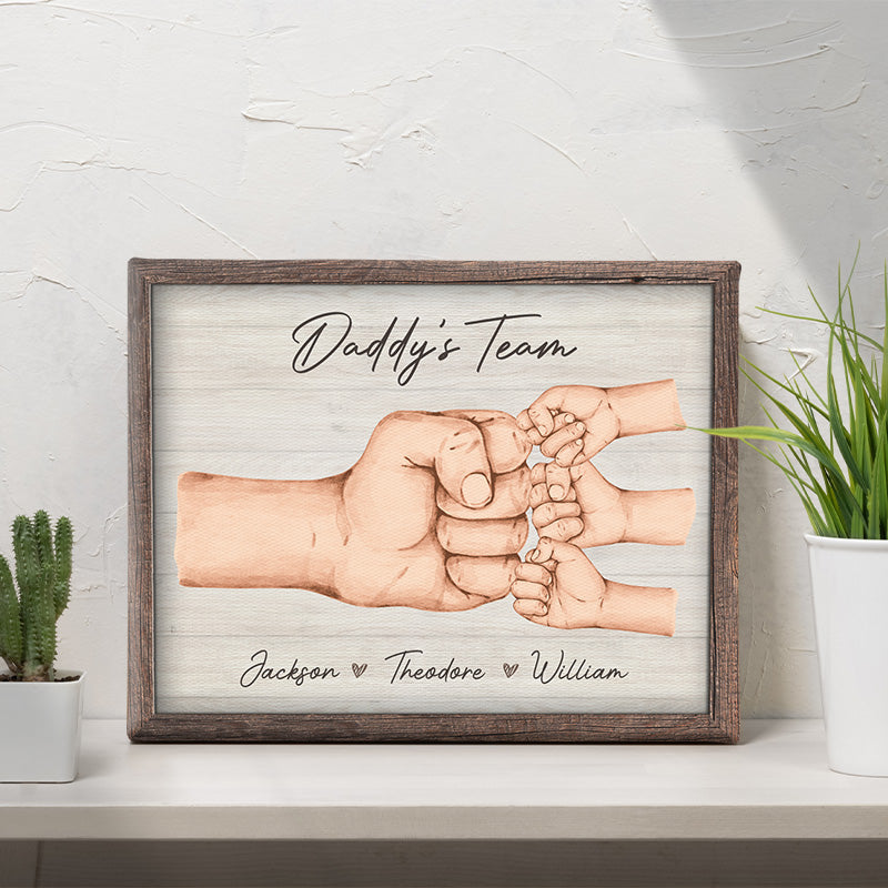Custom Name Daddy's Team Gifts for Dad - Personalized Easel Canvas