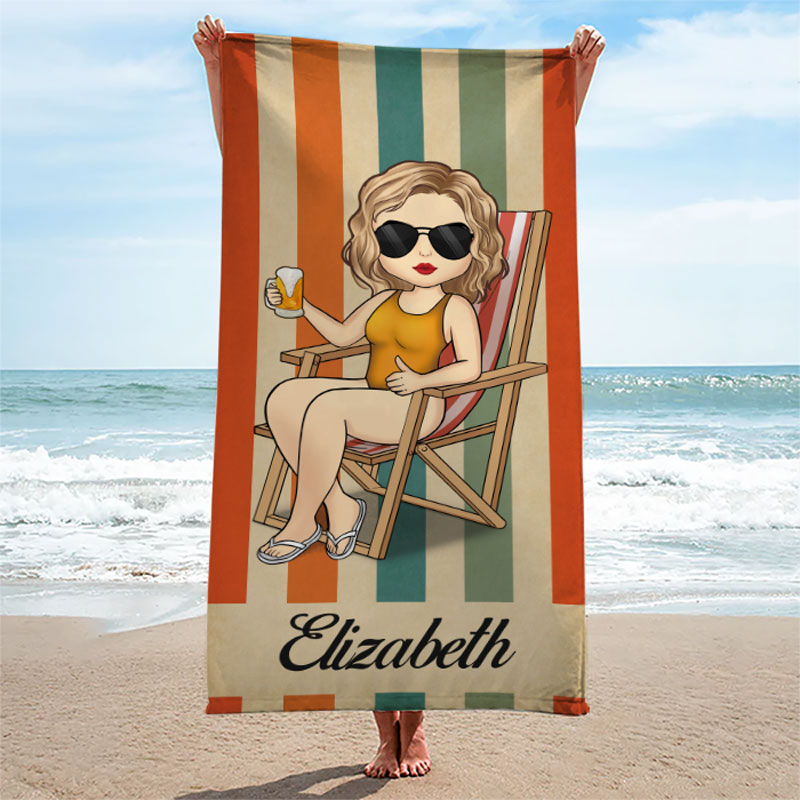 Custom Name Beach Vacation Gifts for Women - Personalized Beach Towel
