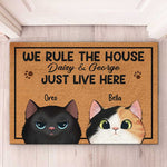 Custom Cat Name House Rules Gifts for Cat Lovers - Personalized Doormat