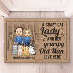Custom Name Crazy Cat Couple Gifts - Personalized Doormat